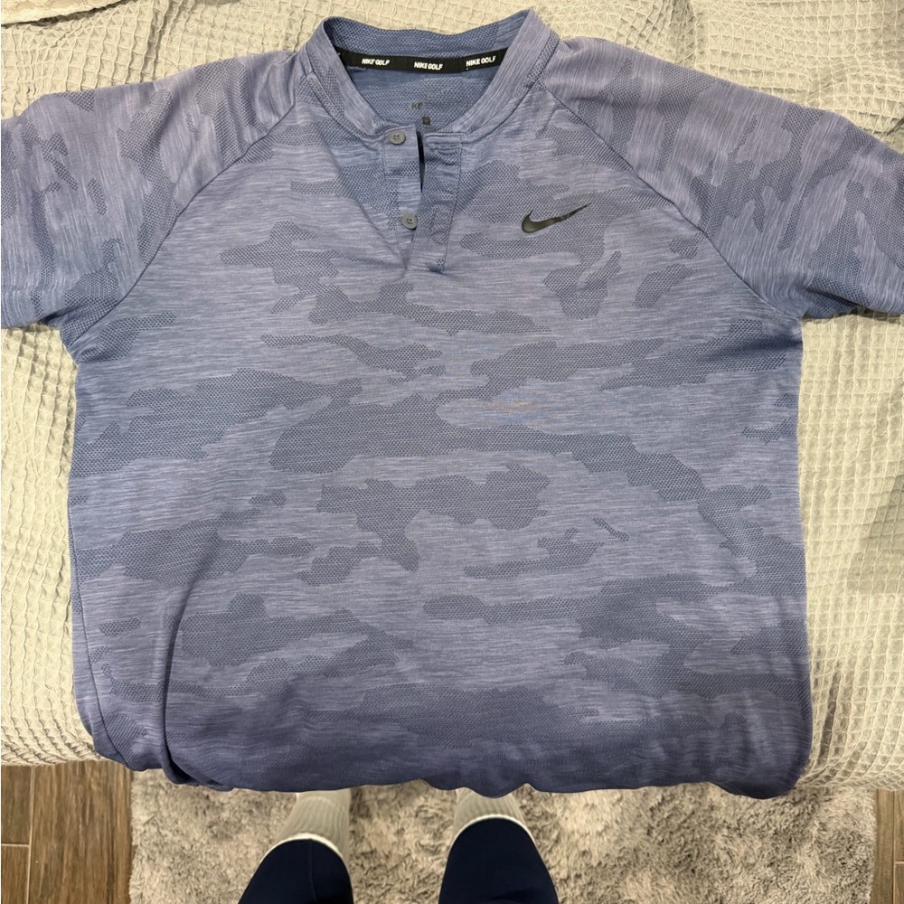 Nike Golf Heathered Blue Henley Shirt